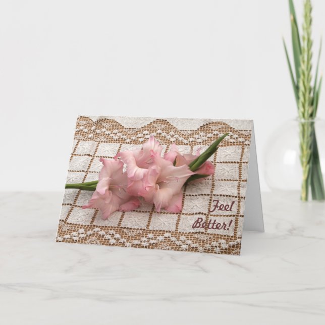 Pink Gladiola Get Well Card (Front)