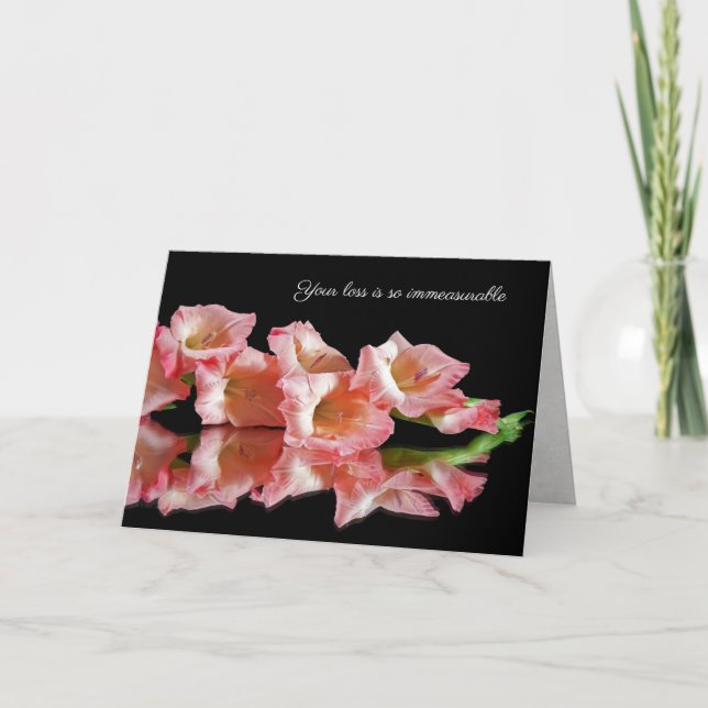 Pink Gladiola on Mirror Sympathy  Card (Front)