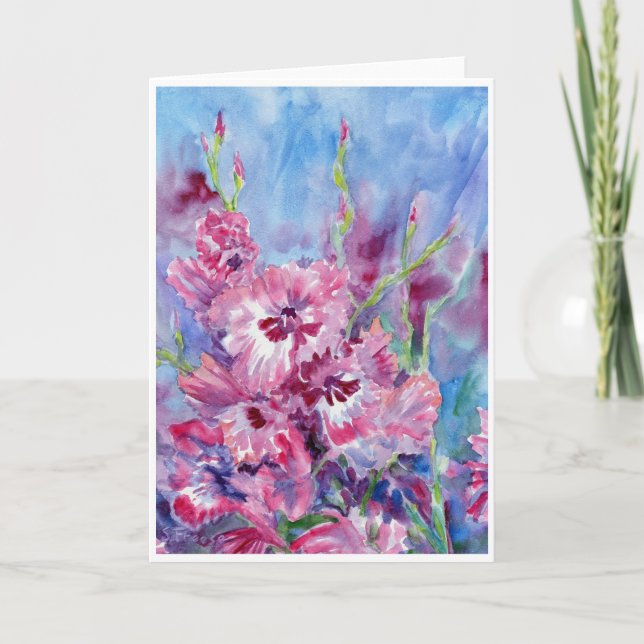 "Pink Gladioli" Blank Notecard (Front)