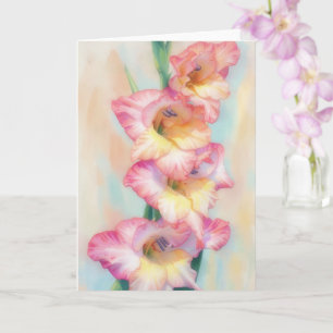 Pink Gladiolus Flowers Flower Lover Art Card