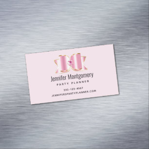 Pink Glam Bow with a Centre Gemstone Magnetic Business Card