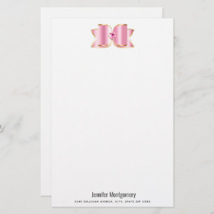 Pink Glam Bow with a Centre Gemstone Stationery