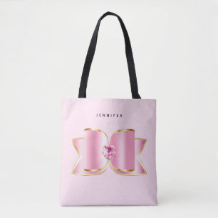 Pink Glam Bow with a Centre Gemstone Tote Bag