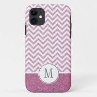 Pink Glam Faux Glitter Chevron