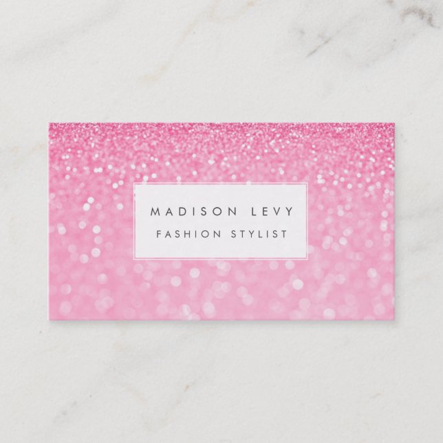Pink Glam Glitter Glamour Fashion Stylist Business Card (Front)
