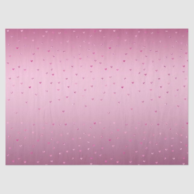Pink Glam Glitter Hearts Birthday Tissue Paper (Front)