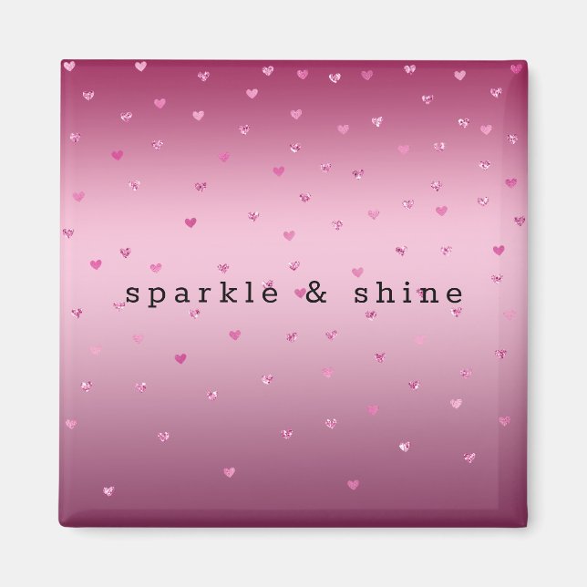 Pink Glam Glitter Hearts Magnet (Front)