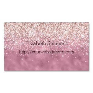 Pink Glam Glitz Glitter Magnetic Business Card