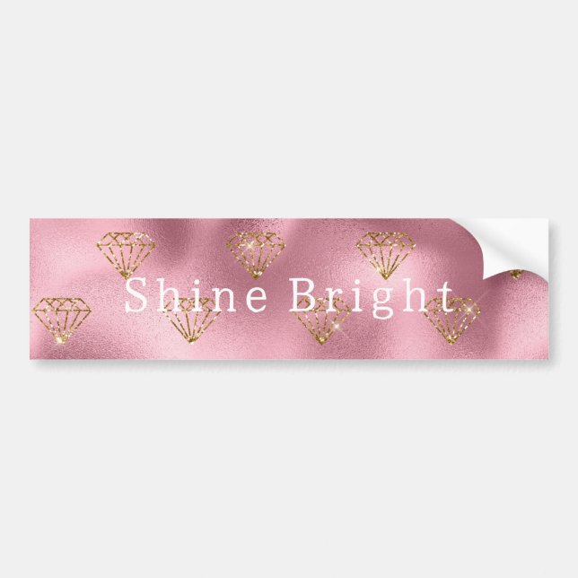 Pink Glam Gold Diamonds Bumper Sticker (Front)