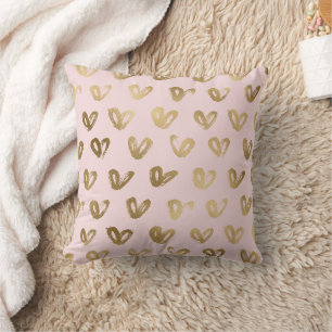 Pink Glam Gold Hearts Cushion
