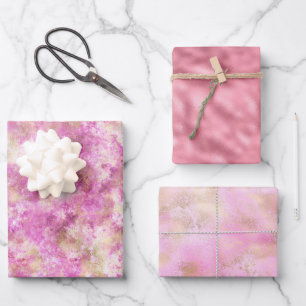 Pink Glam Gold Wrapping Paper Sheet