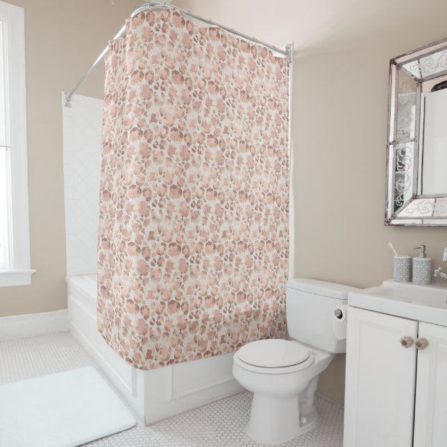 Pink Glam Leopard Print Shower Curtain (In Situ)