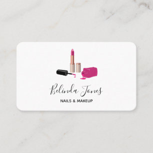 Pink Glam Lipstick & Nail Polish Beauty Themed Business Card