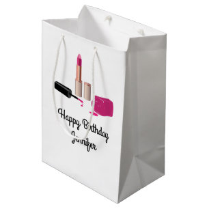 Pink Glam Lipstick & Nail Polish Beauty Themed Medium Gift Bag