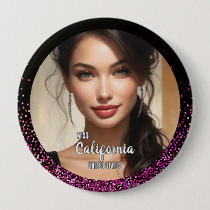 Pink Glam Pageant Button - Bright Sparkle