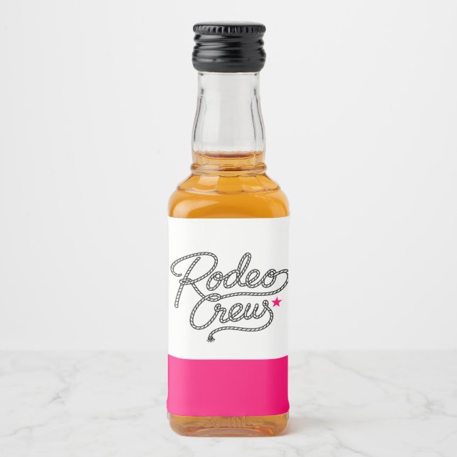 Pink Glam Rodeo Crew Western Bachelorette Party Liquor Bottle Label (Front)