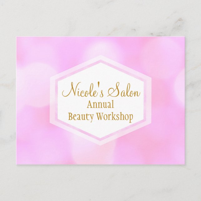 Pink Glamour Lights Bokeh Chic Event Postcard (Front)