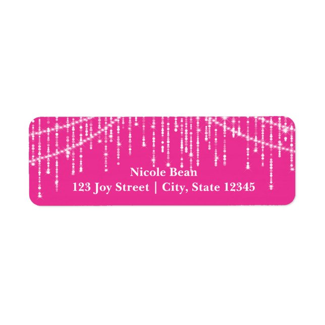 Pink Glamour Sparkle Lights Address Labels (Front)