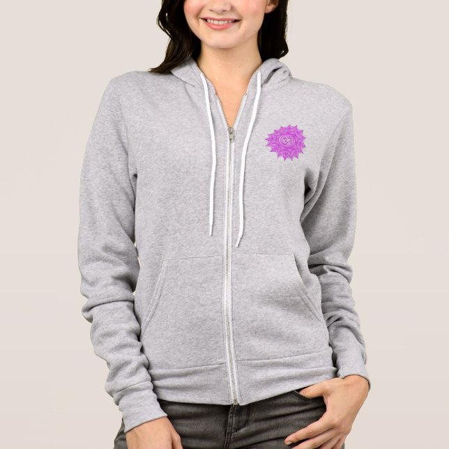 Pink Glass Lotus Flower Om Symbol Drawing Hoodie (Front)