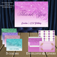 Pink Glitter, 21st Birthday Thank You
