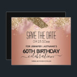 Pink Glitter 60th Birthday Save the Date Budget<br><div class="desc">Faux pink glitter paint stripe. All text is adjustable and easy to change for your own party needs. Great elegant 50th birthday template design.</div>