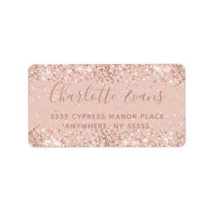 Pink Glitter Address Label