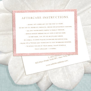 Pink Glitter AfterCare for Lash Extensions Salon Business Card