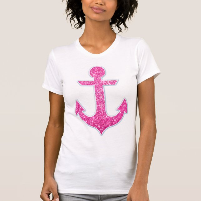 Pink glitter anchor T-Shirt (Front)