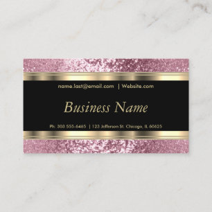 Pink Glitter and Elegant Gold Business Card