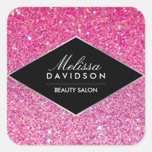 Pink Glitter and Glamour Beauty Square Sticker