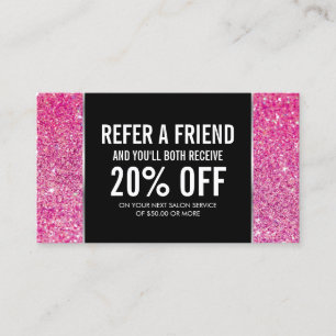Pink Glitter and Glamour Referral Card