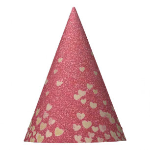 Pink Glitter and Hearts Party Hat