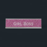 Pink Glitter and Silver Girl Boss Funny Corporate Desk Name Plate<br><div class="desc">Pink Glitter and Silver 'Girl Boss' Funny Desk Name Plate.  Pick a pun for your colleague,  business meeting,  white elephant gift,  holiday party and more.  Perfect for an office holiday party or gift.</div>