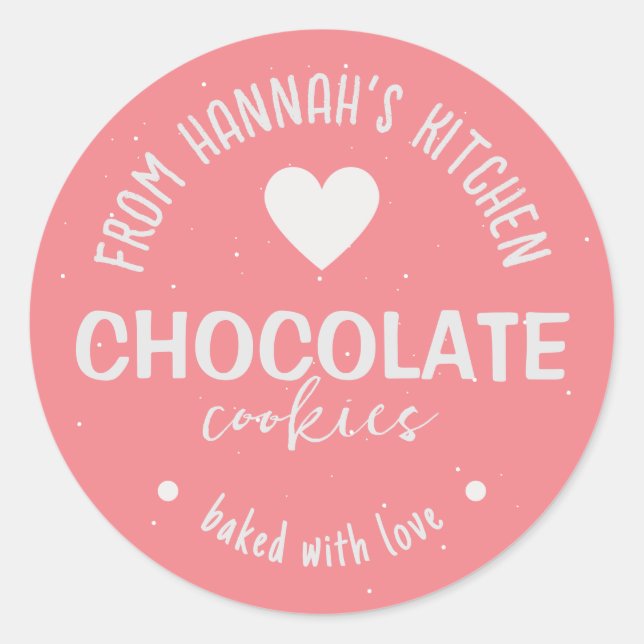 Pink Glitter Background Baked With Love Cookies Classic Round Sticker (Front)