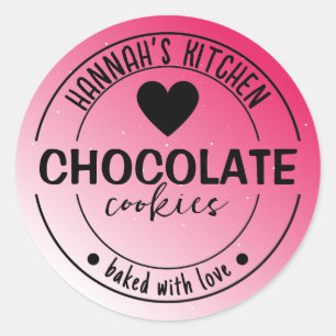 Pink Glitter Background Item Label Baked with Love