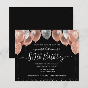 Pink Glitter Balloons 80th Birthday Party