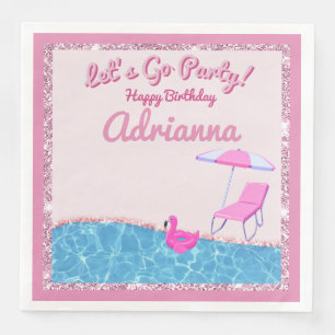 Pink Glitter Beach Party Napkin