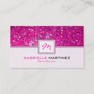 Pink Glitter Beautician Card Monogram
