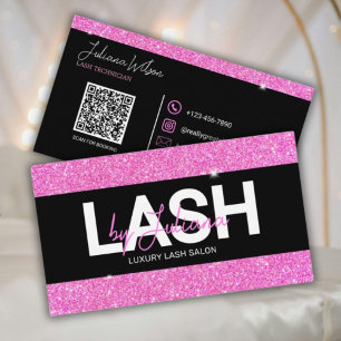 Pink Glitter Beauty Salon Qr Code Business Card