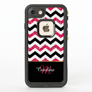 Pink Glitter, Black Chevron, Personalised