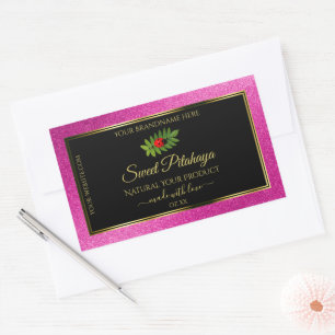 Pink Glitter Black Product Labels Fine Gold Frame