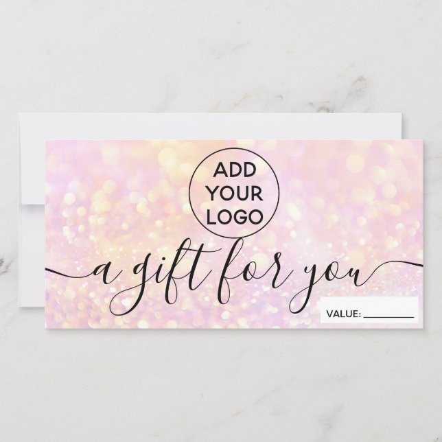 Pink glitter bokeh chic grilylogo gift certificate (Front)