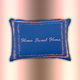 Pink Glitter border monogram on blue Decorative Cushion