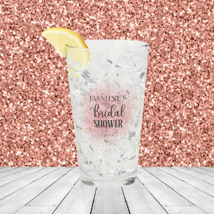 Pink Glitter Bridal Shower Petals and Prosecco Glass