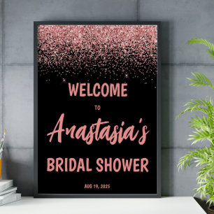 Pink Glitter Bridal Shower welcome  Poster