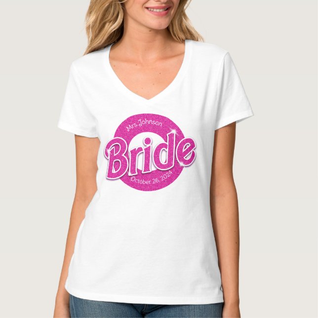 Pink Glitter Bride T-Shirt (Front)