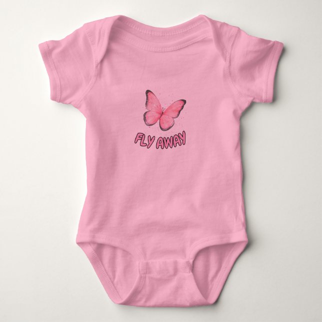 pink glitter butterfly baby bodysuit (Front)