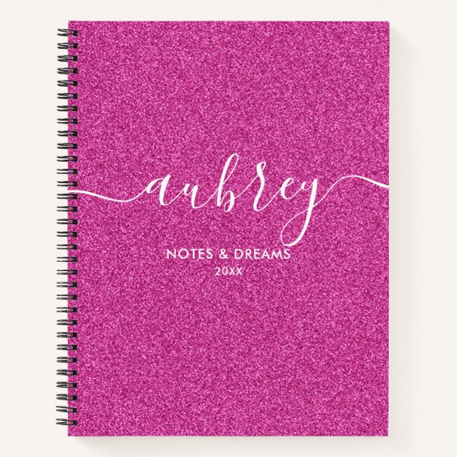 Pink Glitter Calligraphy Notebook (Front)