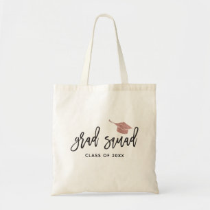 Pink Glitter Cap Grad Squad College Graduation Tote Bag