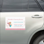 Pink Glitter Cartoon Maid House Cleaning Service Car Magnet<br><div class="desc">Cute Pink Glitter Cartoon Duster Maid House Cleaning Service Business Car magnet. Perfect for promoting your cleaning business on the go! Personalise this with your own name and details to make it your own.</div>